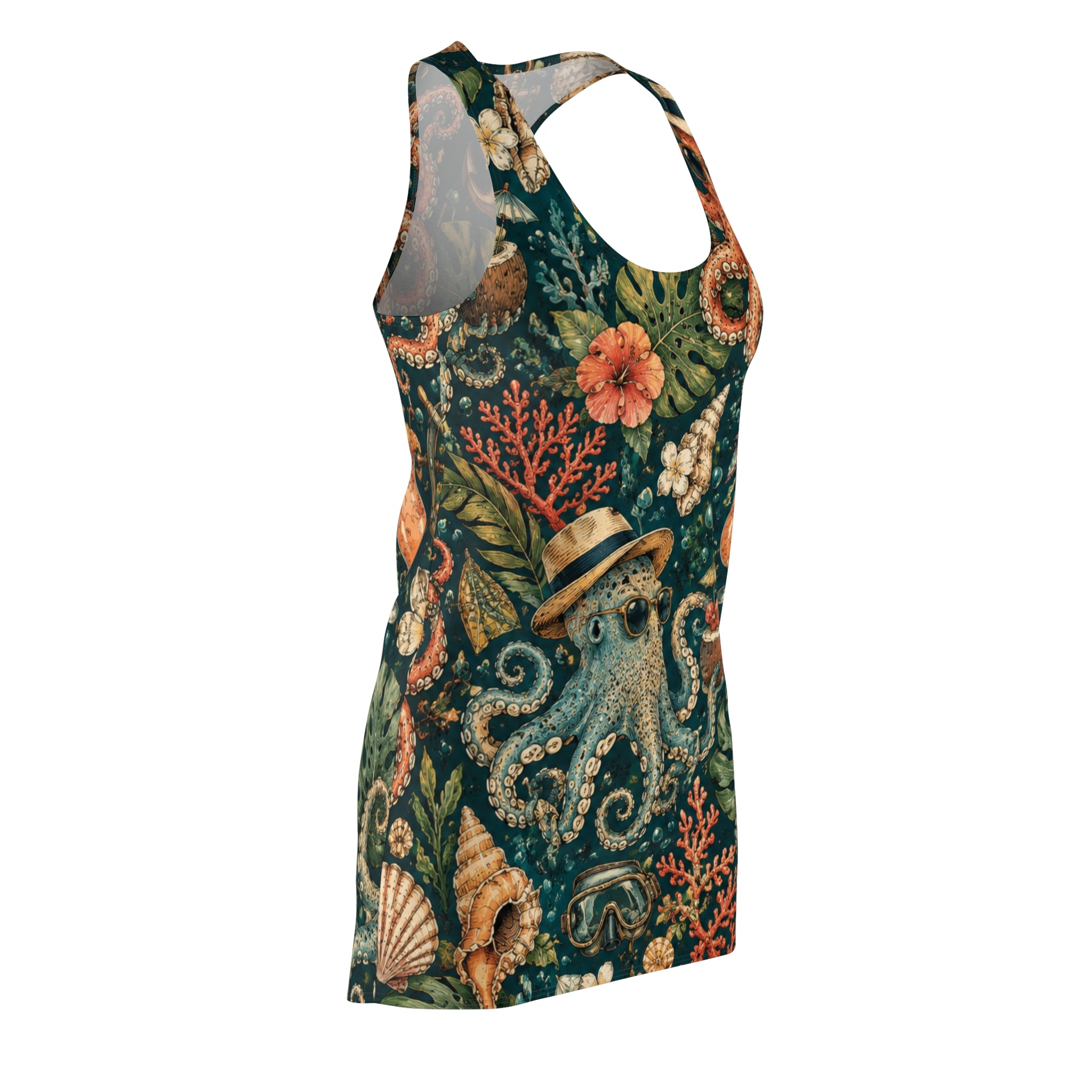 Octopus Garden Racerback Dress — Vintage Nautical Floral Print