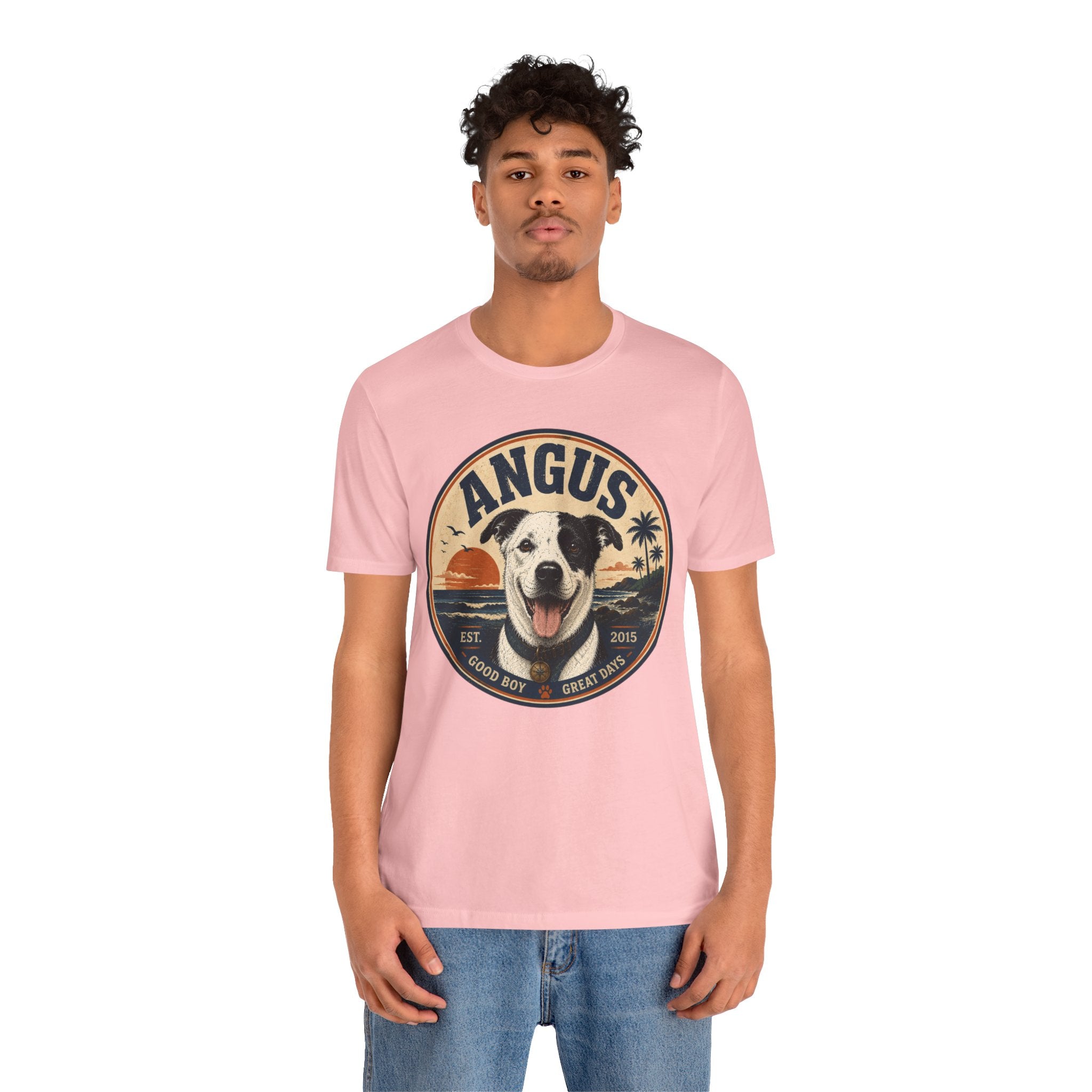 Angus Dog Tee — Retro Beach Portrait T-Shirt