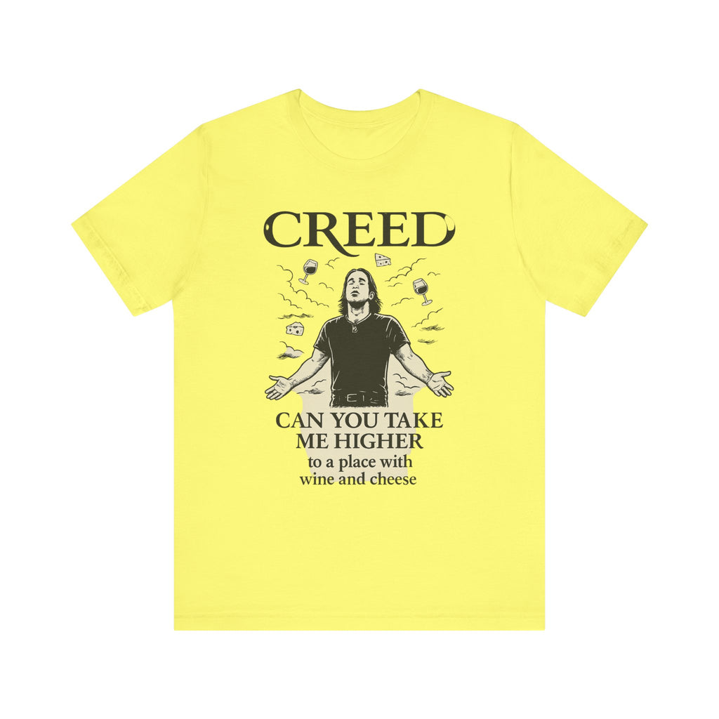 Creed-Inspired Unisex Jersey Tee - Wine & Cheese Lover's Shirt, Casual Daywear, Gift for Friends, Music Merch, Funny Tee