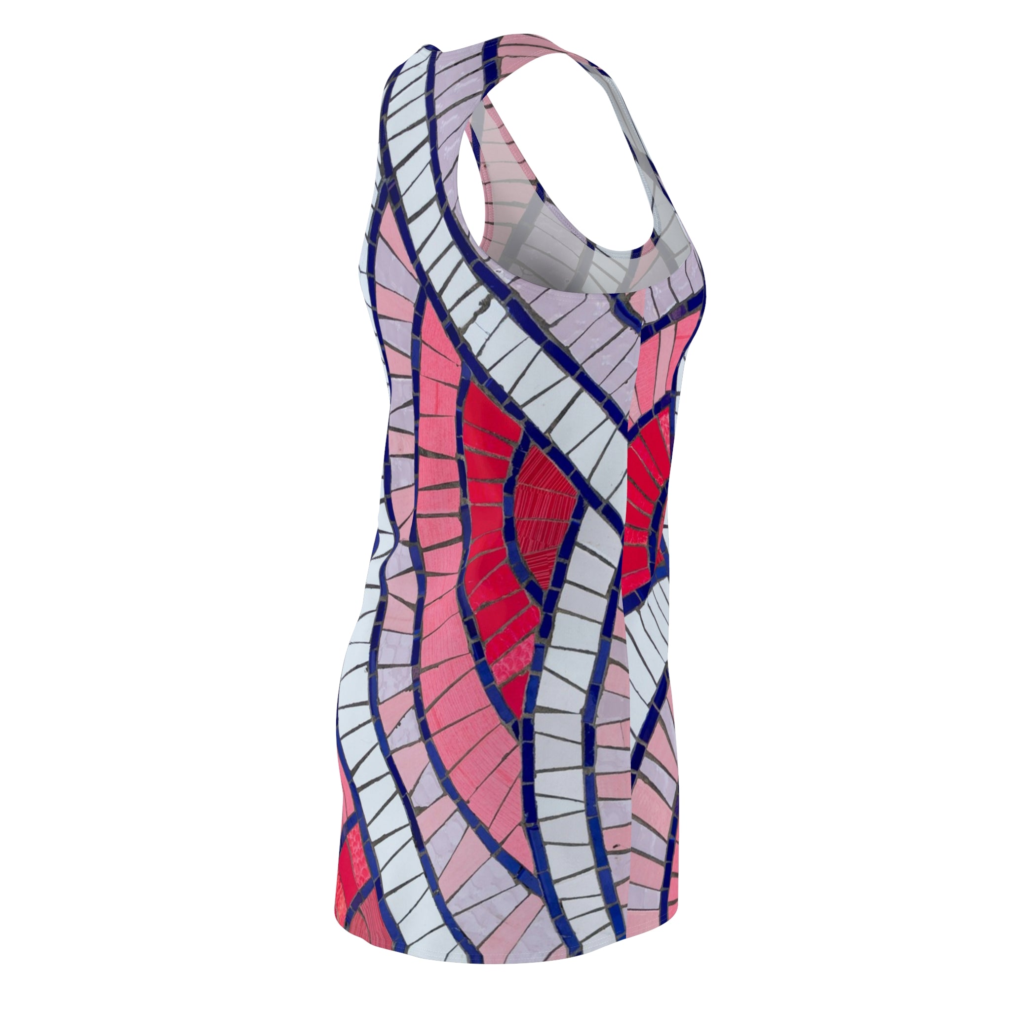 Racerback Dress - Pink & Red Abstract Wave Print