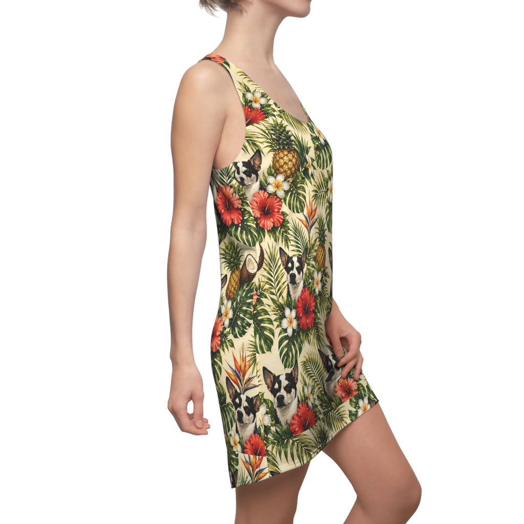 Tropical Chihuahua Racerback Dress – Pineapple & Hibiscus AOP