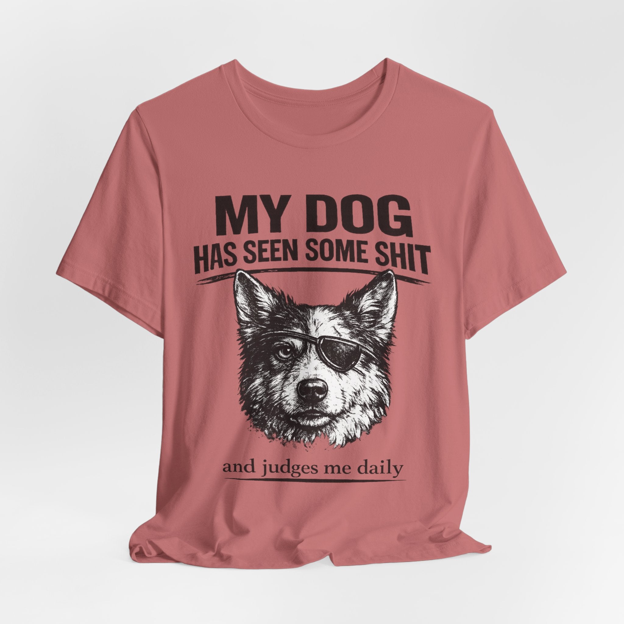Australian Shepherd Funny Dog T-Shirt — "My Dog Has Seen Some Shit and Judges Me Daily" Graphic Tee