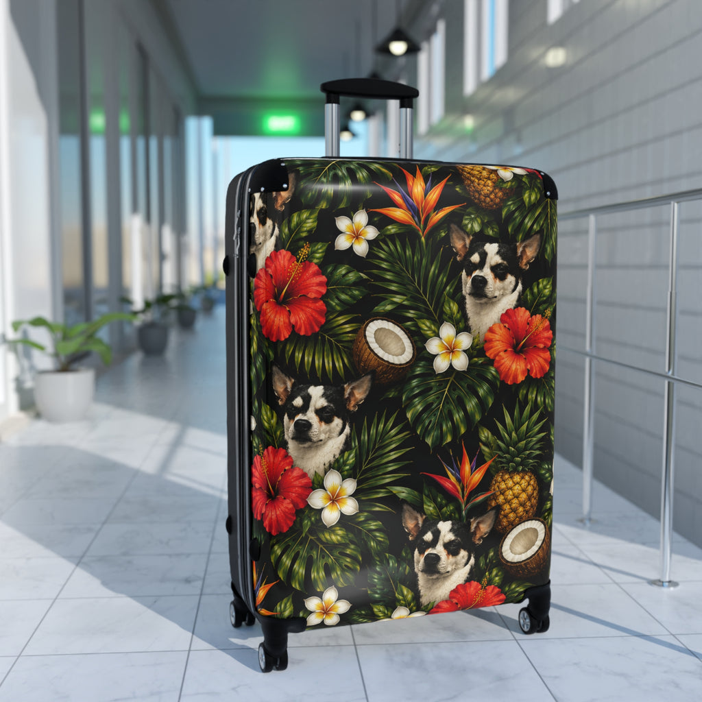 Tropical chihuahua Suitcase — Floral Pineapple Coconut Carry-On Luggage