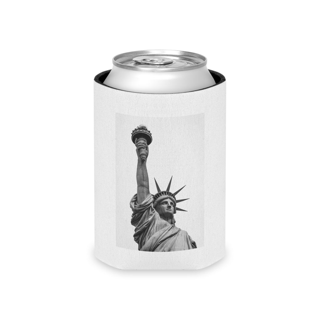 Can Cooler — Statue of Liberty Black & White Photo Slim Can Koozie
