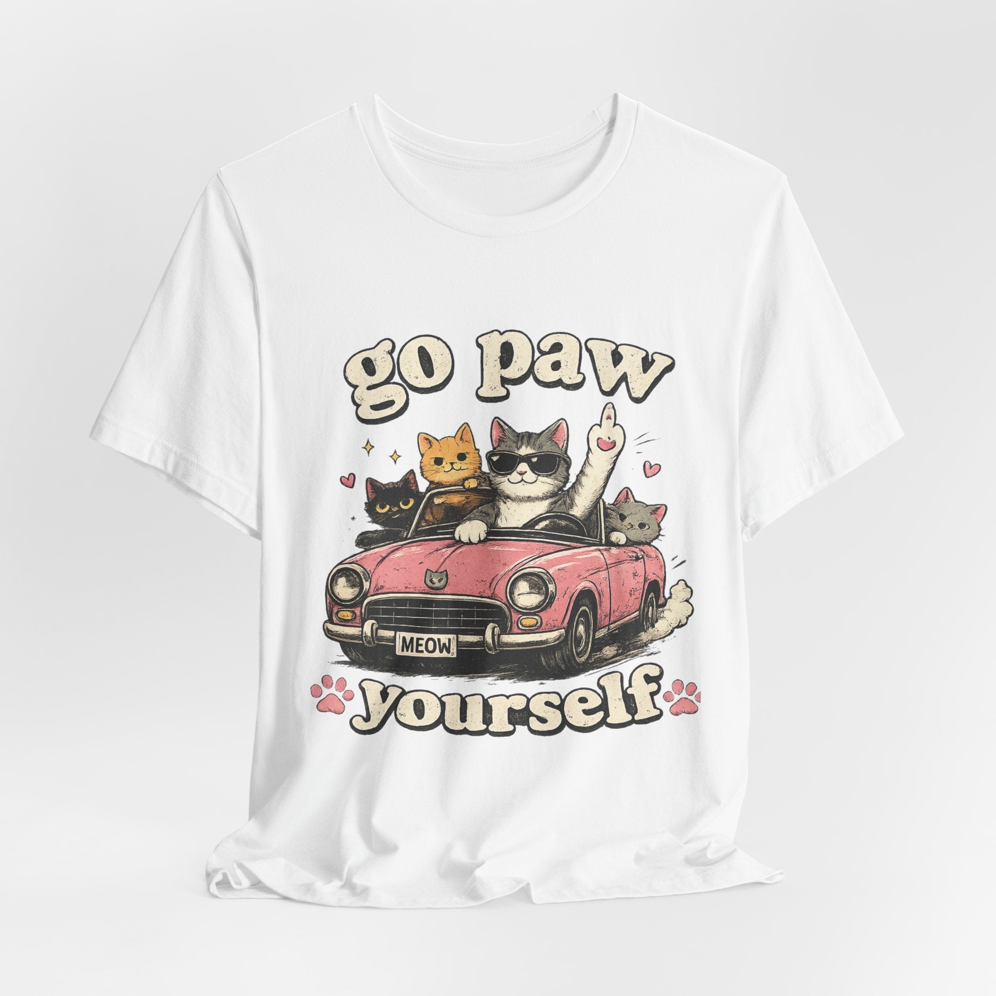 Go Paw Yourself Cat Tee – Cute Retro Cats in Convertible T‑Shirt