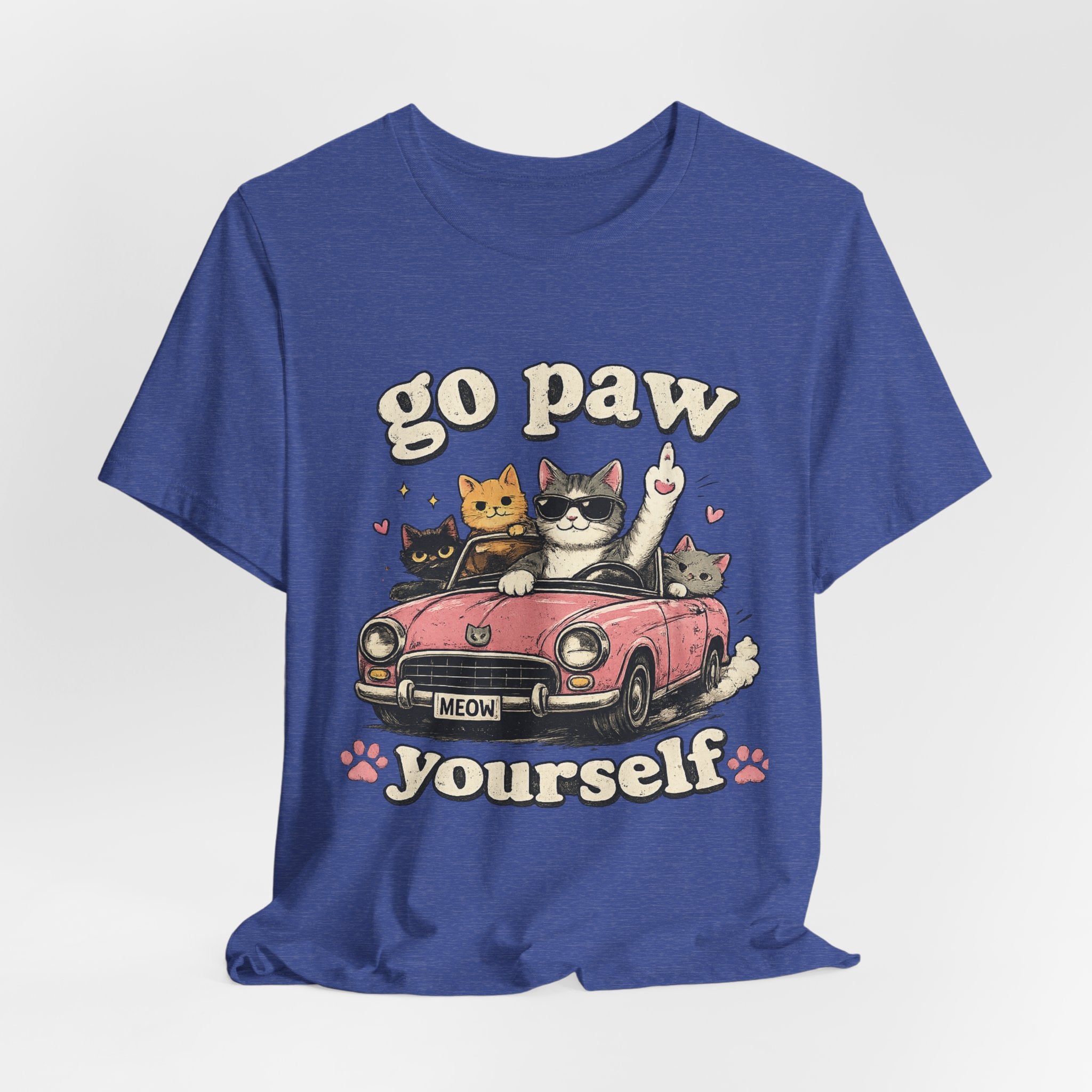 Go Paw Yourself Cat Tee – Cute Retro Cats in Convertible T‑Shirt