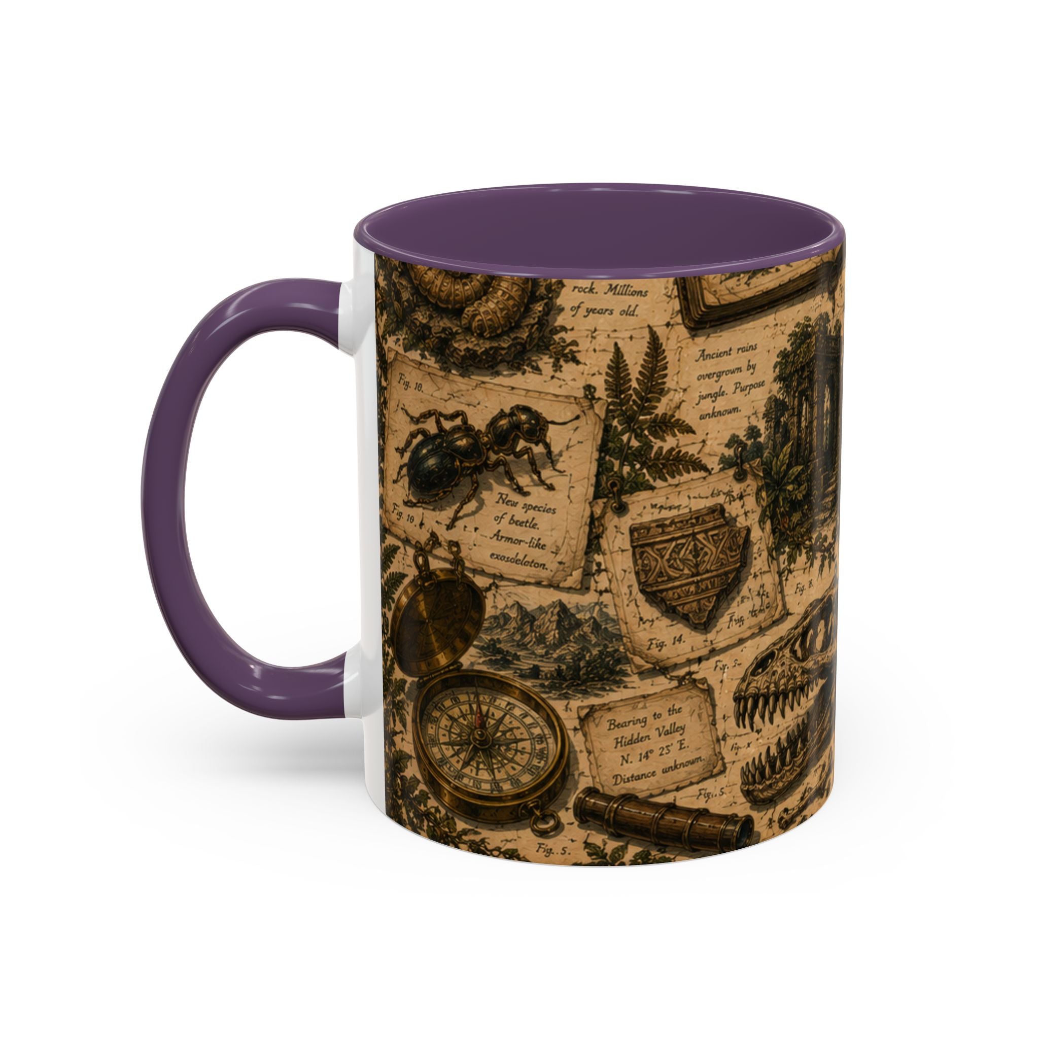Vintage Natural History Coffee Mug — Botanical & Fossil Illustration Accent Mug