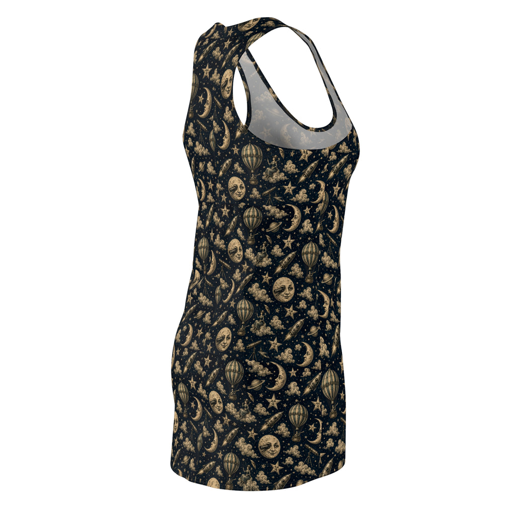 Racerback Dress — Vintage Moon & Stars All-Over Print