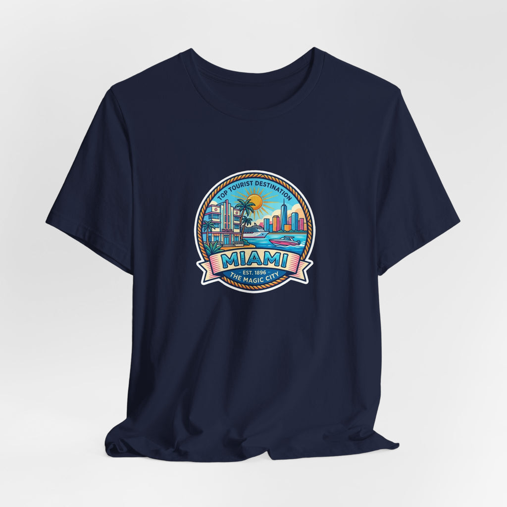 Miami Beach Vintage Logo Tee — Miami Skyline Sunset T‑Shirt