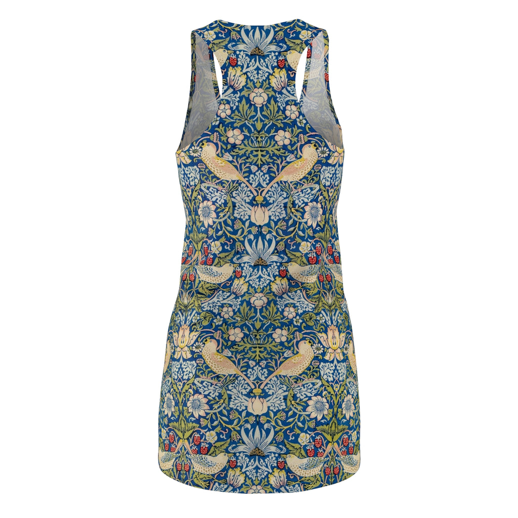 Floral Bird Pattern Racerback Dress — Vintage William Morris Style