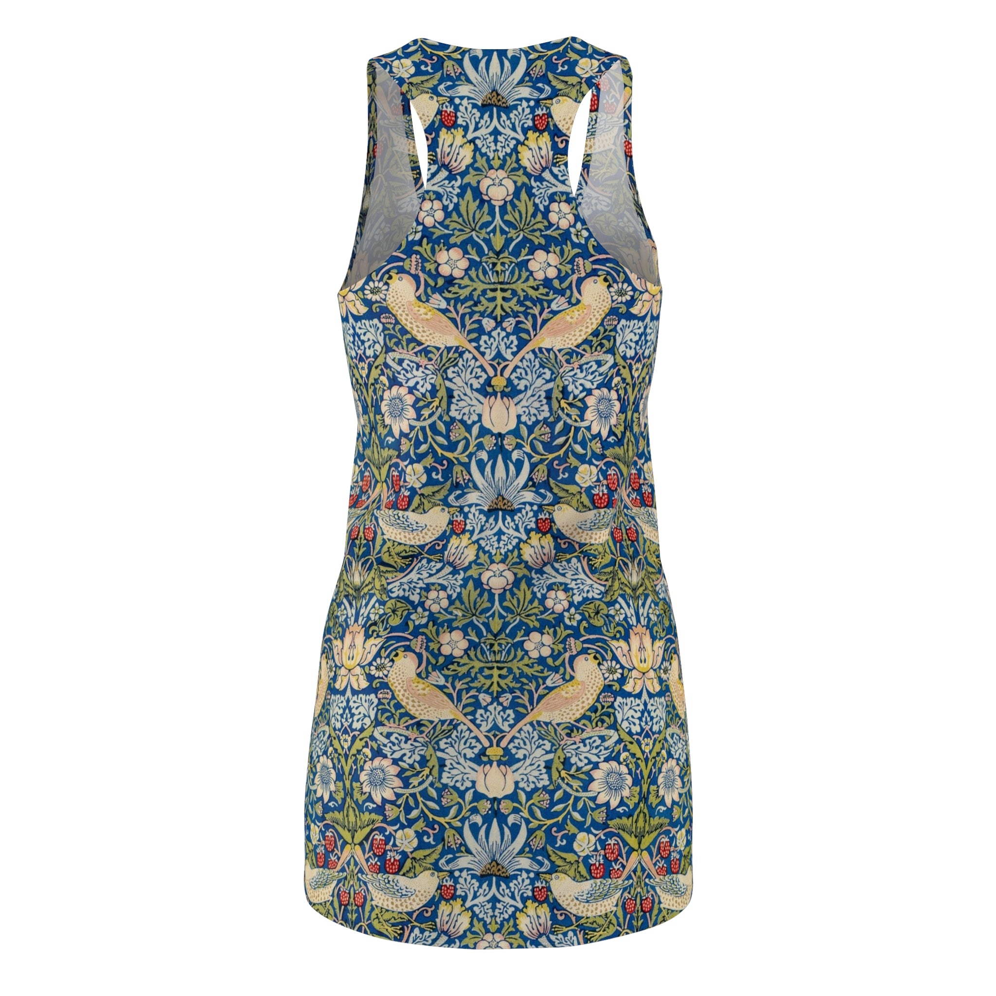 Floral Bird Pattern Racerback Dress — Vintage William Morris Style