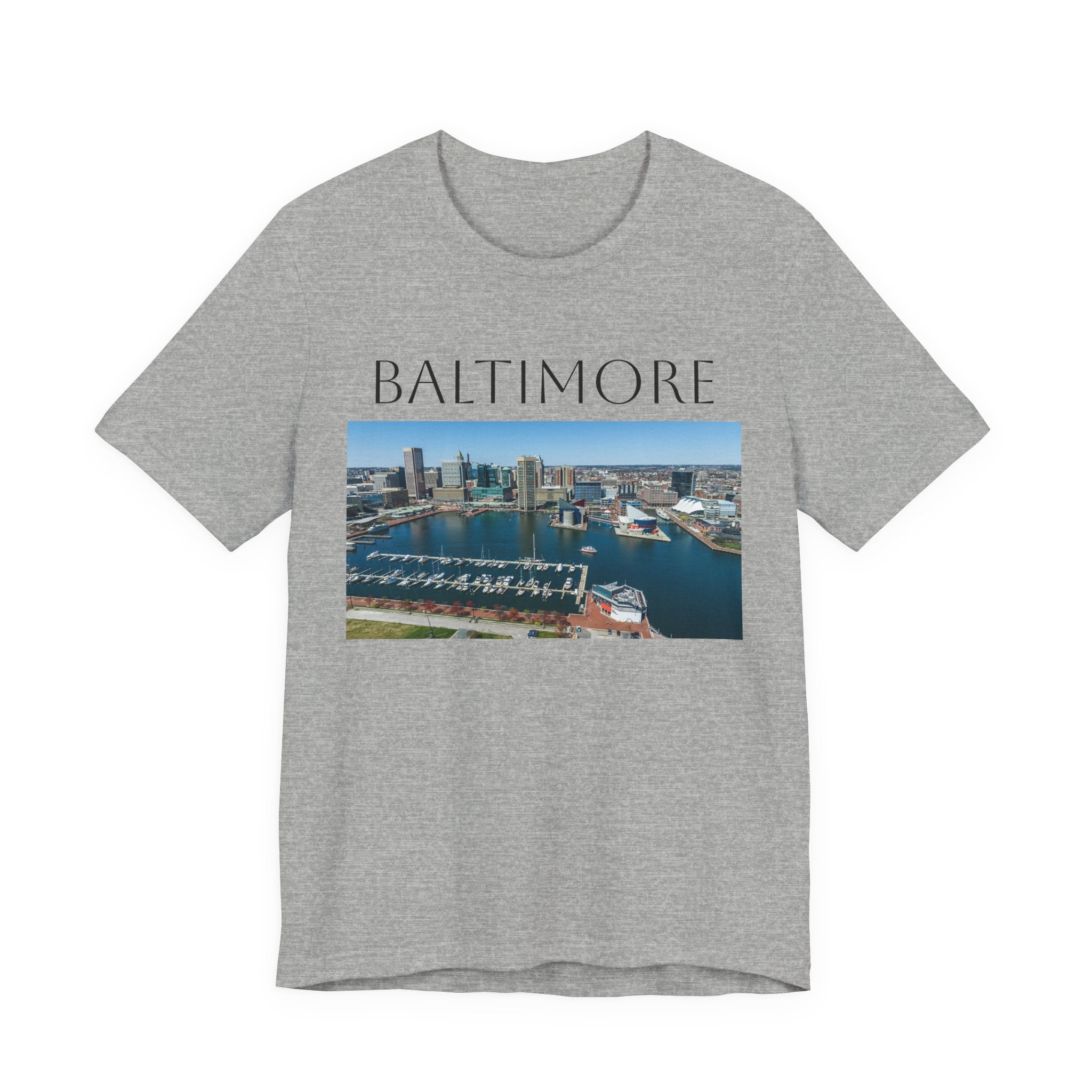 Baltimore Skyline Photo Tee — Inner Harbor Cityscape T-Shirt