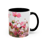 Floral Cosmos Accent Coffee Mug — Pink Wildflower Tea & Coffee Cup (11/15oz)