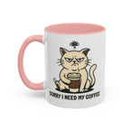Cat Lover Coffee Mug – Cute Cat Illustration ‘Coffee’ Accent Ceramic Mug (11/15oz)