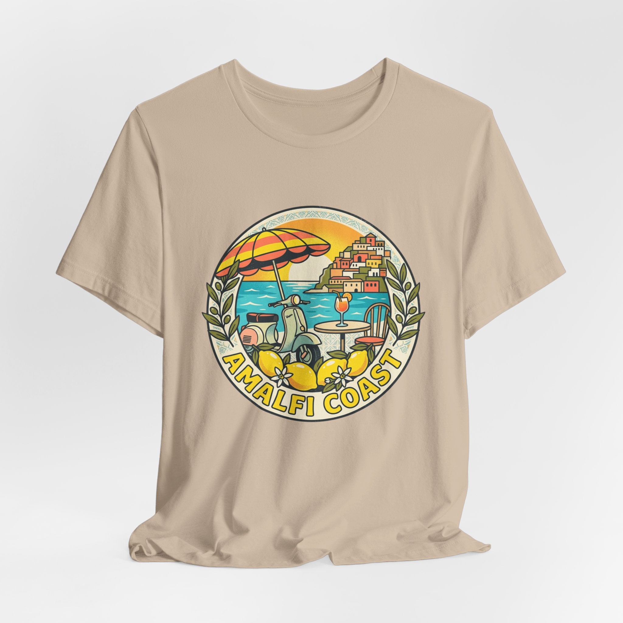 Amalfi Coast Vintage Travel Tee — Scenic Lemon & Vespa Graphic