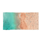 Aerial Beach Scene Beach Towel — Turquoise Waves & Sandy Shore Print