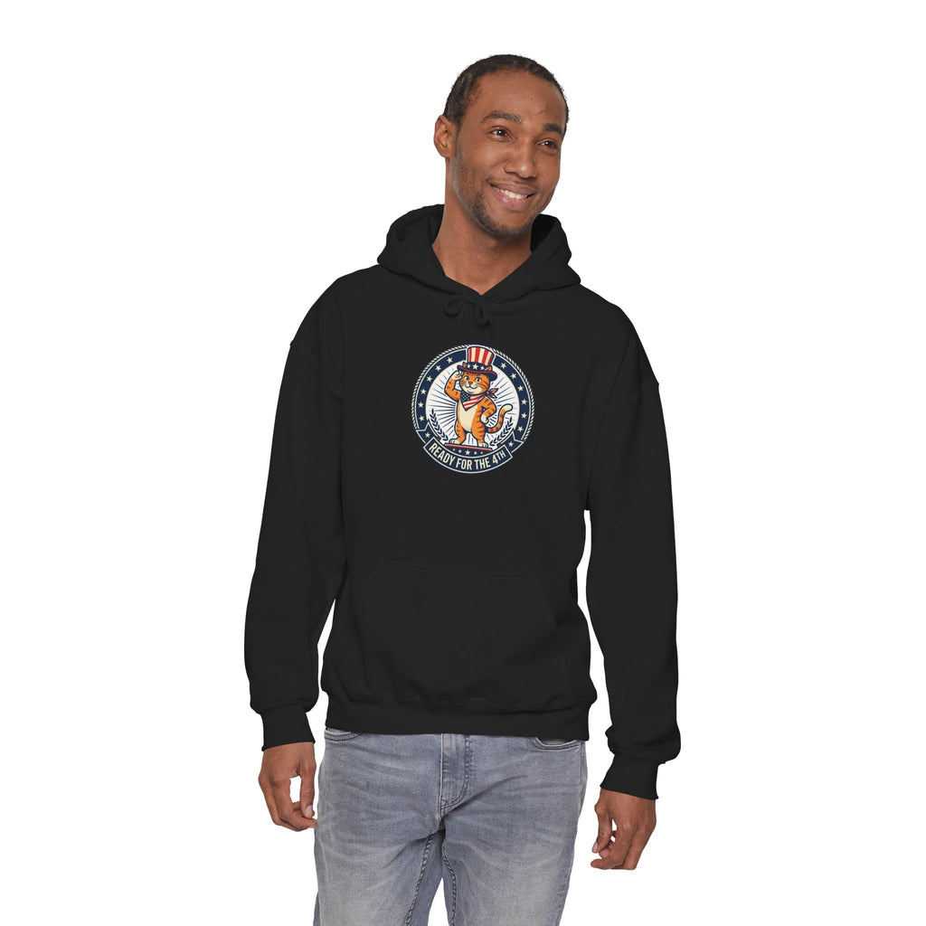 Patriotic Cat Hoodie — "Ready for the Stars" Graphic Pullover