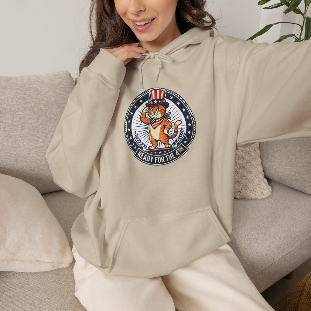 Patriotic Cat Hoodie — "Ready for the Stars" Graphic Pullover