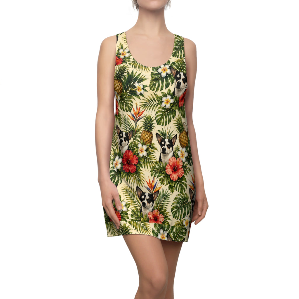 Tropical Chihuahua Racerback Dress – Pineapple & Hibiscus AOP