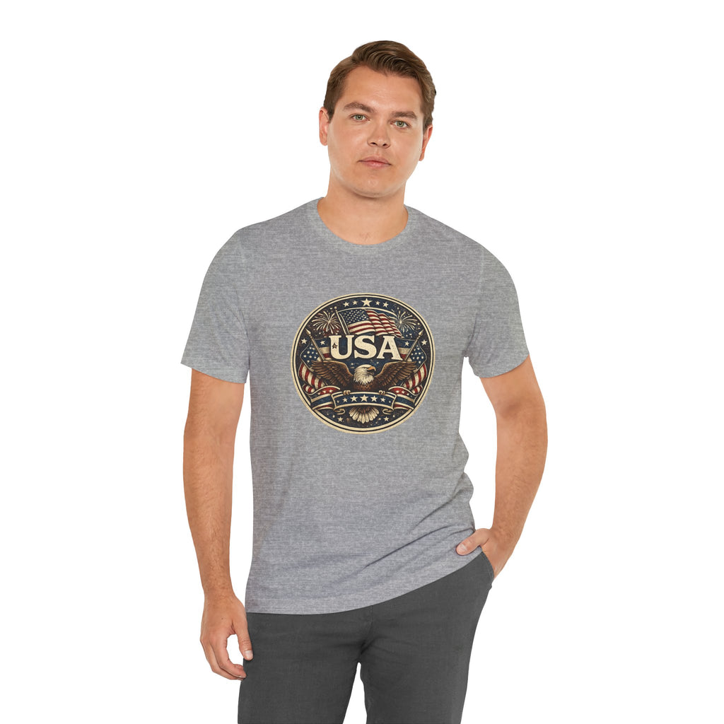 USA Eagle Vintage Patriotic T-Shirt — American Flag Graphic Tee
