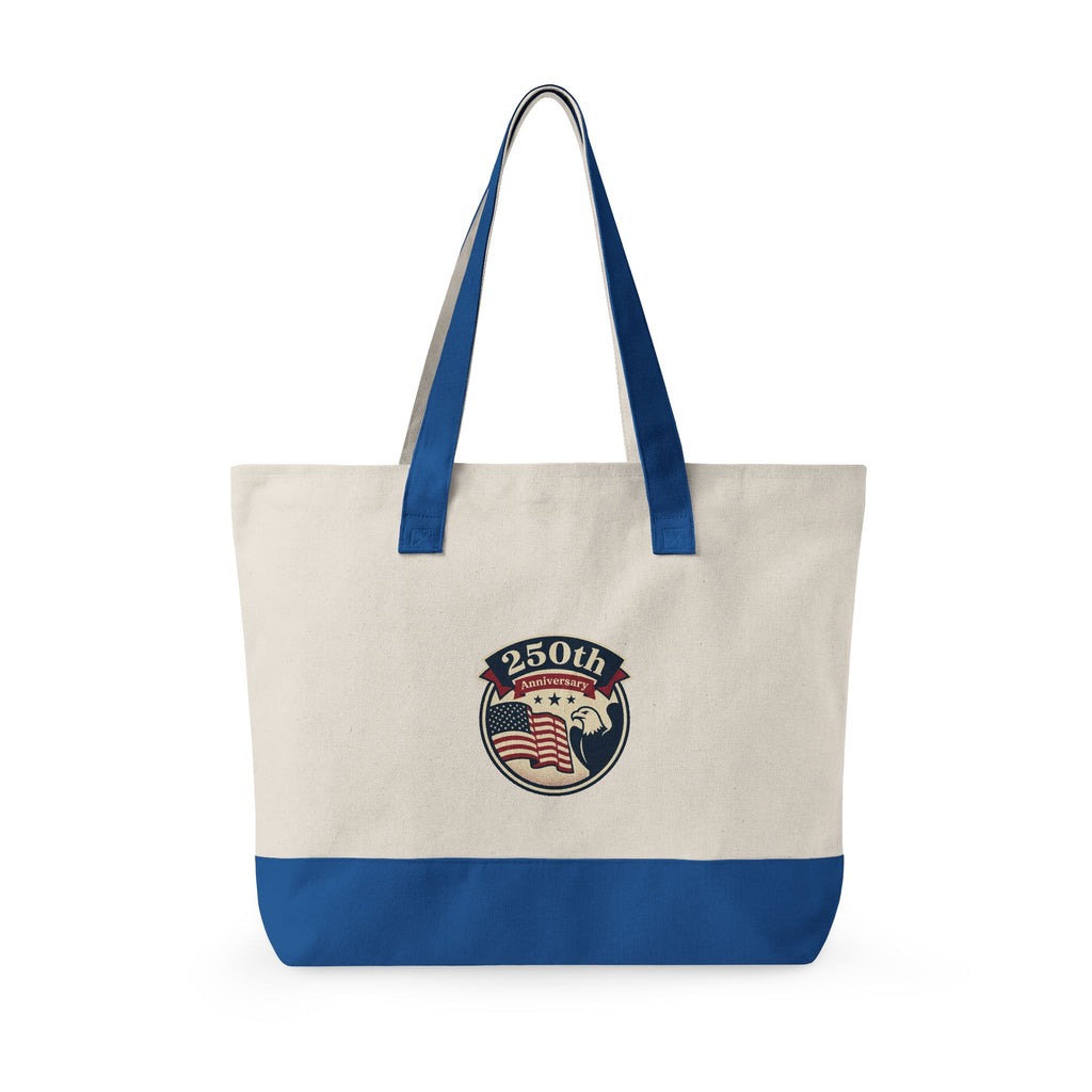 250th Anniversary American Flag Canvas Tote Bag — Zippered Patriotic Tote