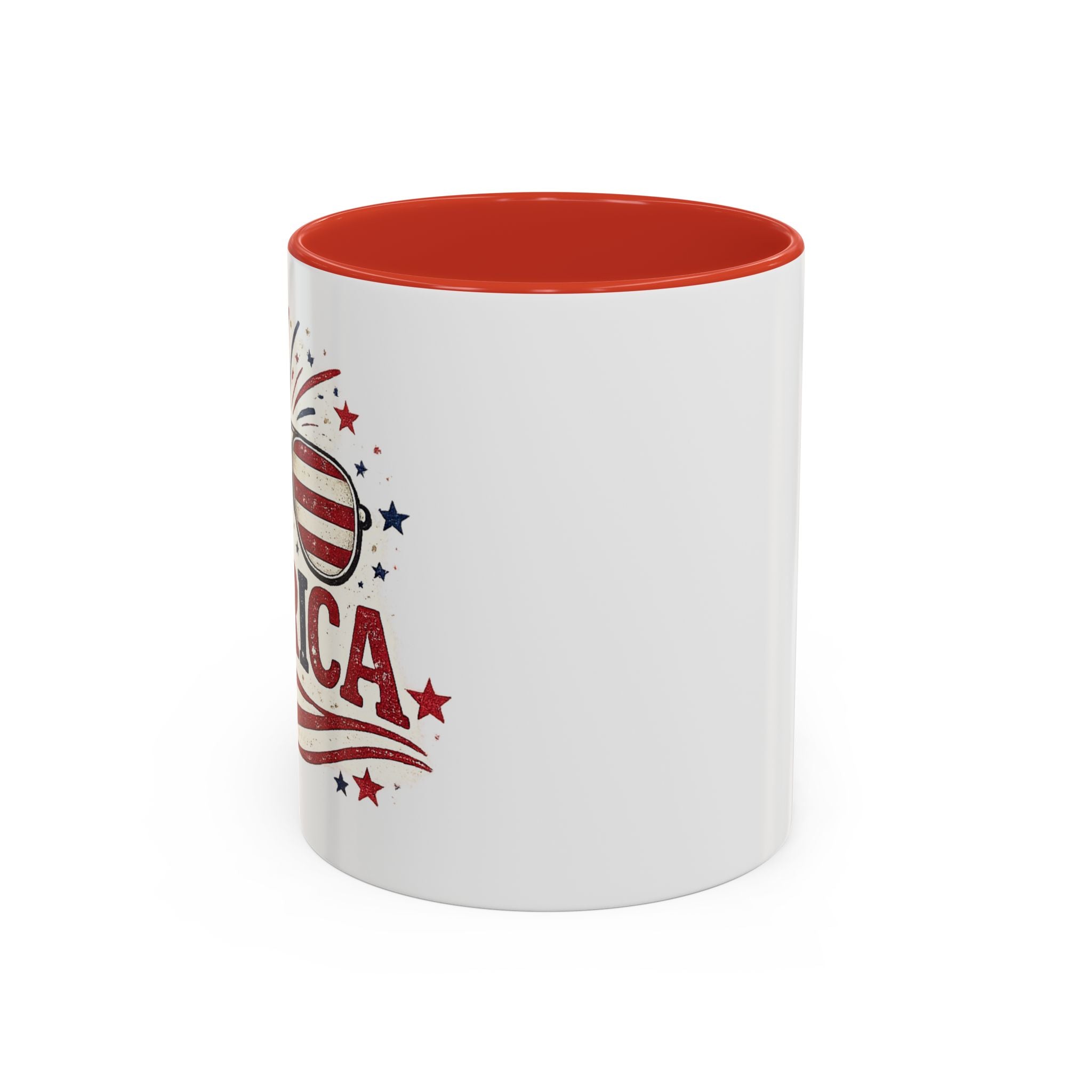 America Flag Accent Coffee Mug - Patriotic 11/15oz Tea Cup