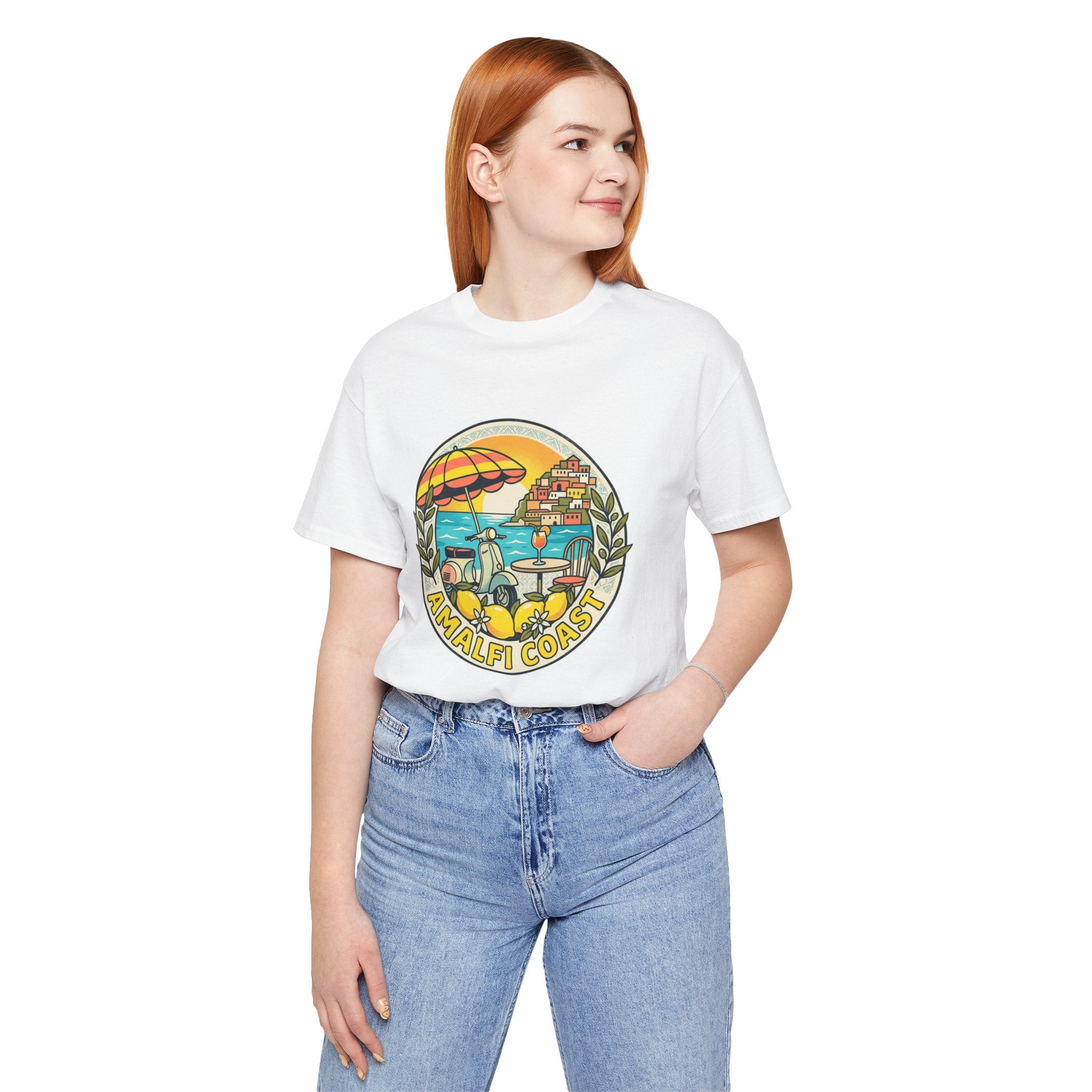 Amalfi Coast Vintage Travel Tee — Scenic Lemon & Vespa Graphic