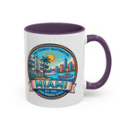 Miami Vintage Travel Accent Coffee Mug – 'Miami' Scenic Beach & Skyline Design (11/15oz)