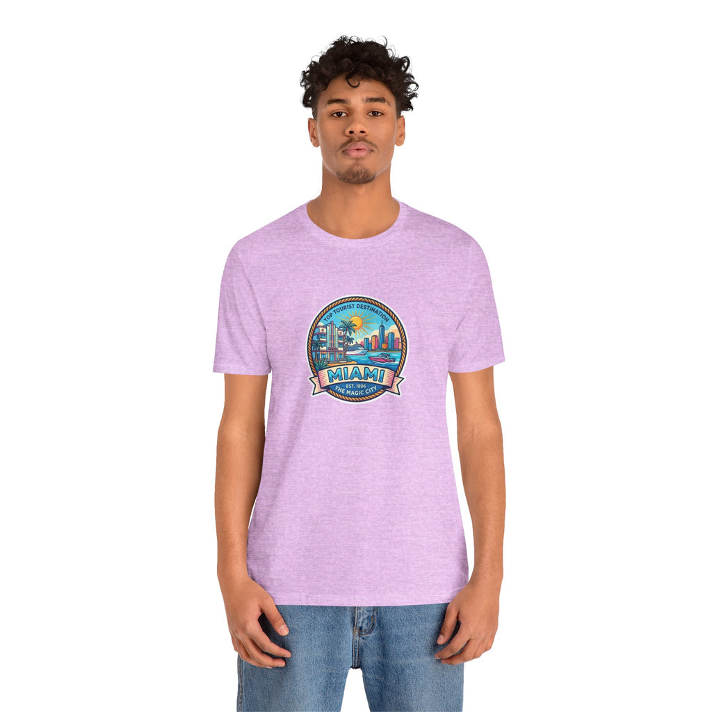 Miami Beach Vintage Logo Tee — Miami Skyline Sunset T‑Shirt