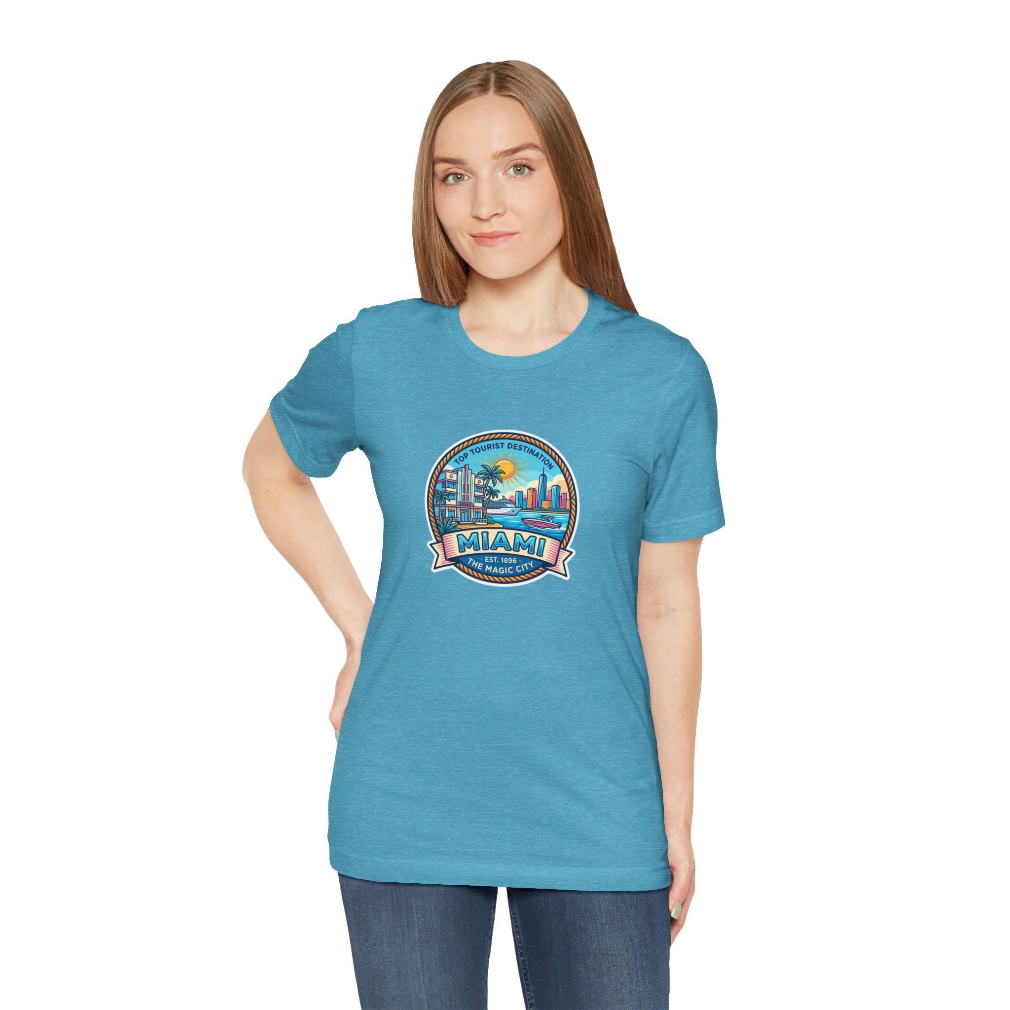 Miami Beach Vintage Logo Tee — Miami Skyline Sunset T‑Shirt