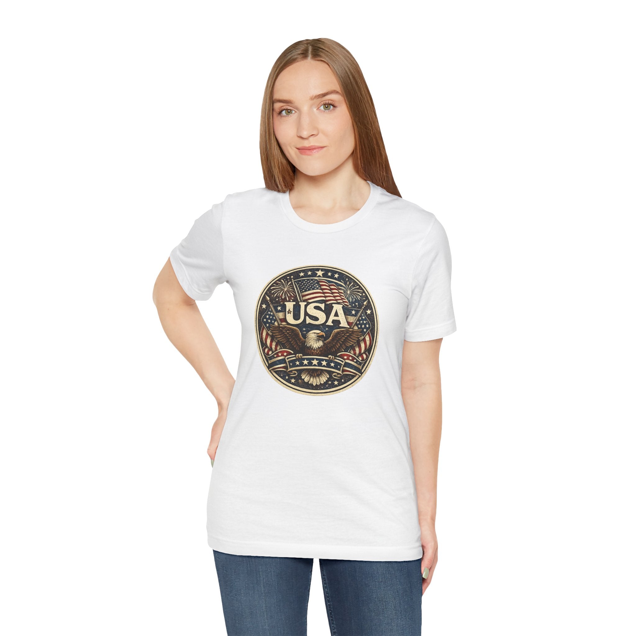 USA Eagle Vintage Patriotic T-Shirt — American Flag Graphic Tee