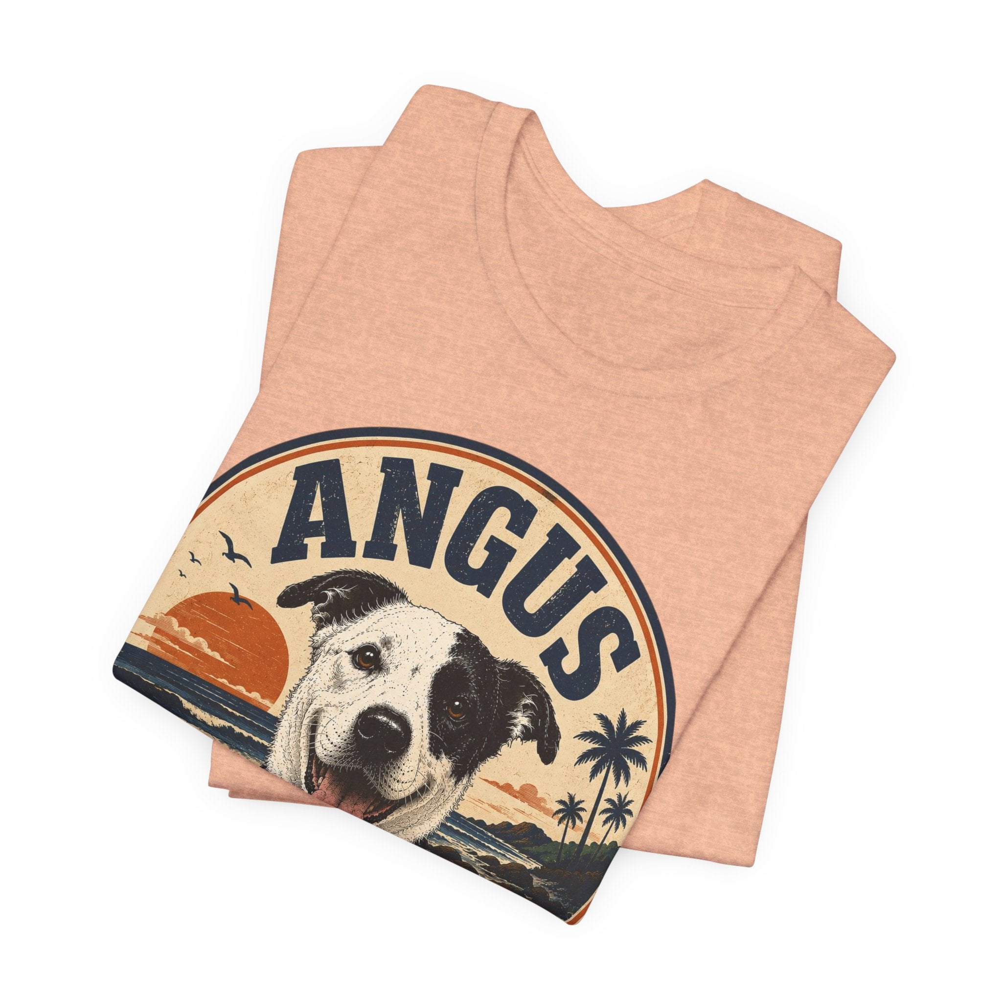 Angus Dog Tee — Retro Beach Portrait T-Shirt