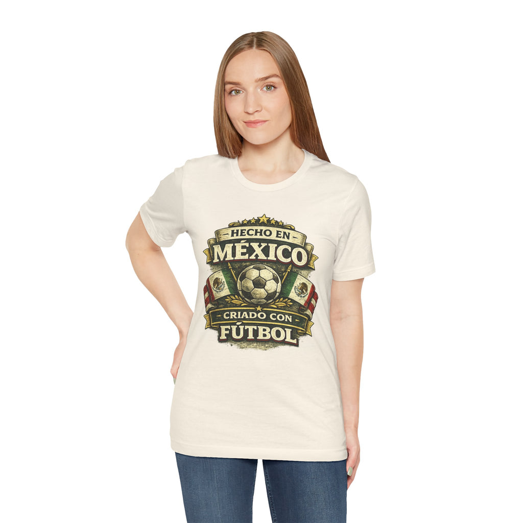 Mexico Soccer T‑Shirt — "Hecho en México, Criado con Fútbol" Vintage Football Tee