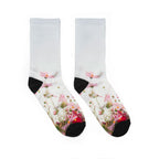 Floral Meadow Crew Socks — Pink Wildflower Padded Socks