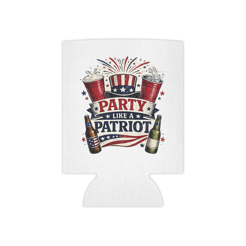 Party Like a Patriot Can Cooler — 4th of July Patriotic Beer Koozie