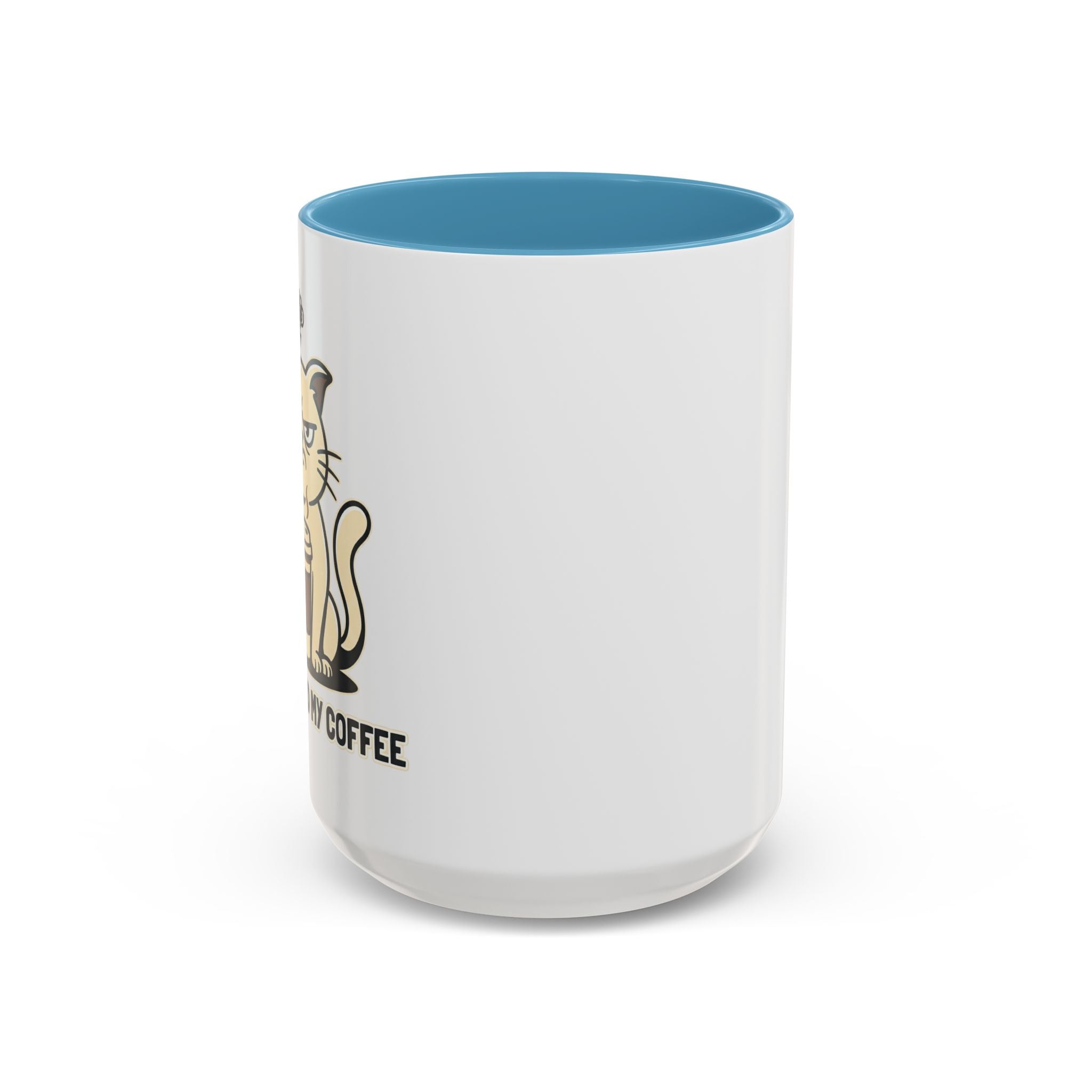 Cat Lover Coffee Mug – Cute Cat Illustration ‘Coffee’ Accent Ceramic Mug (11/15oz)