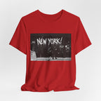 New York City Skyline Tee — Vintage Black & White 'NEW YORK!' Graphic Shirt