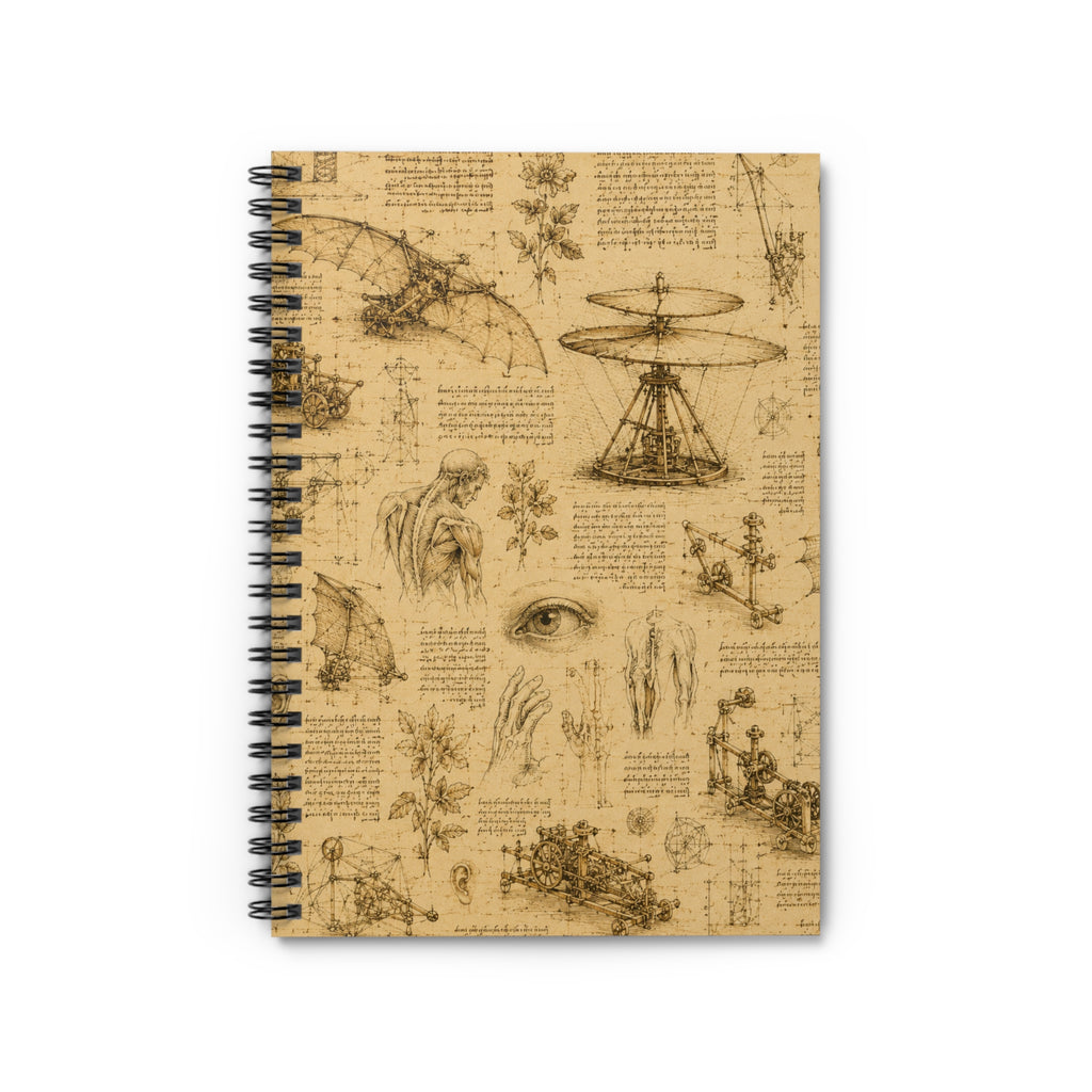 Vintage Leonardo Da Vinci Sketches Spiral Notebook – Ruled Journal