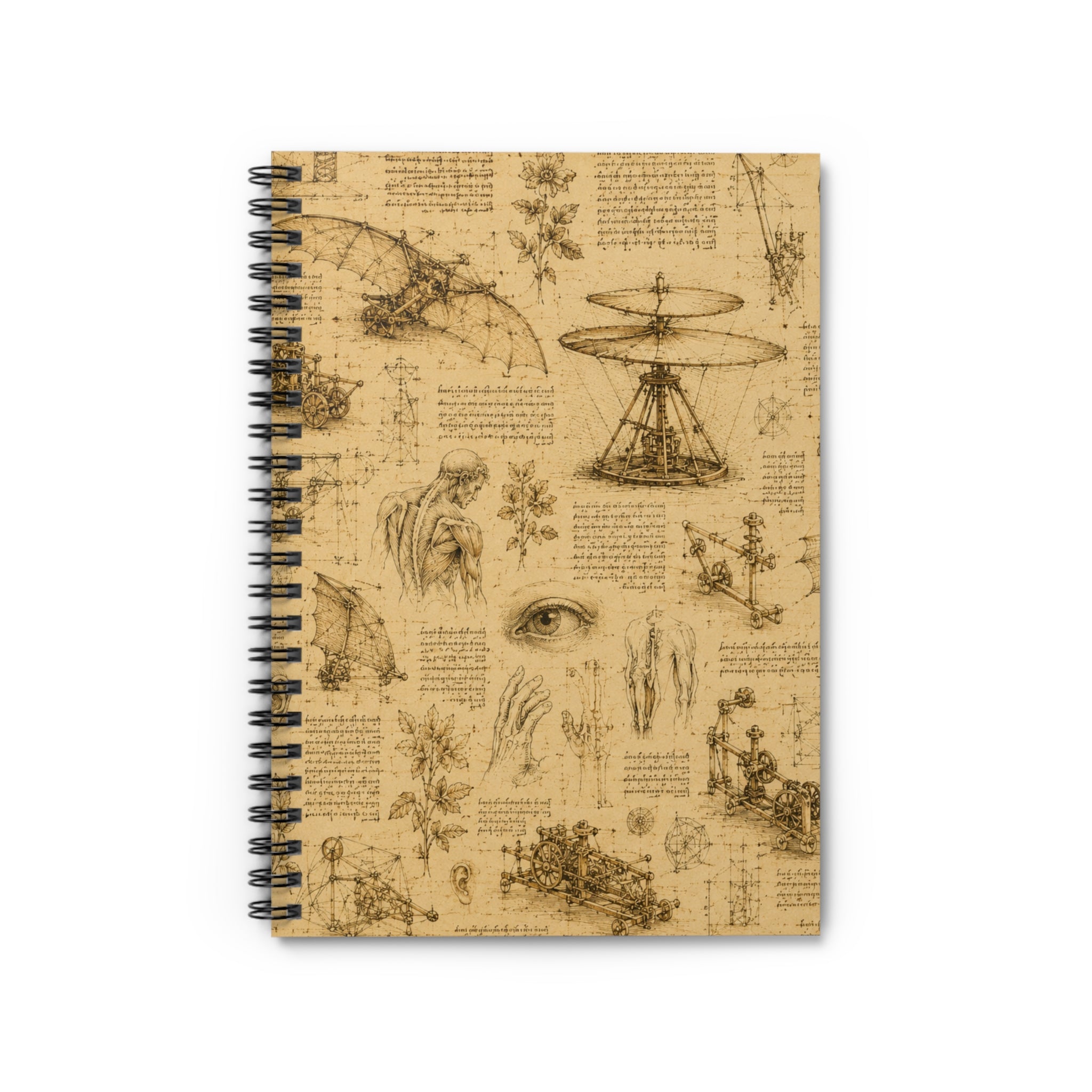 Vintage Leonardo Da Vinci Sketches Spiral Notebook – Ruled Journal