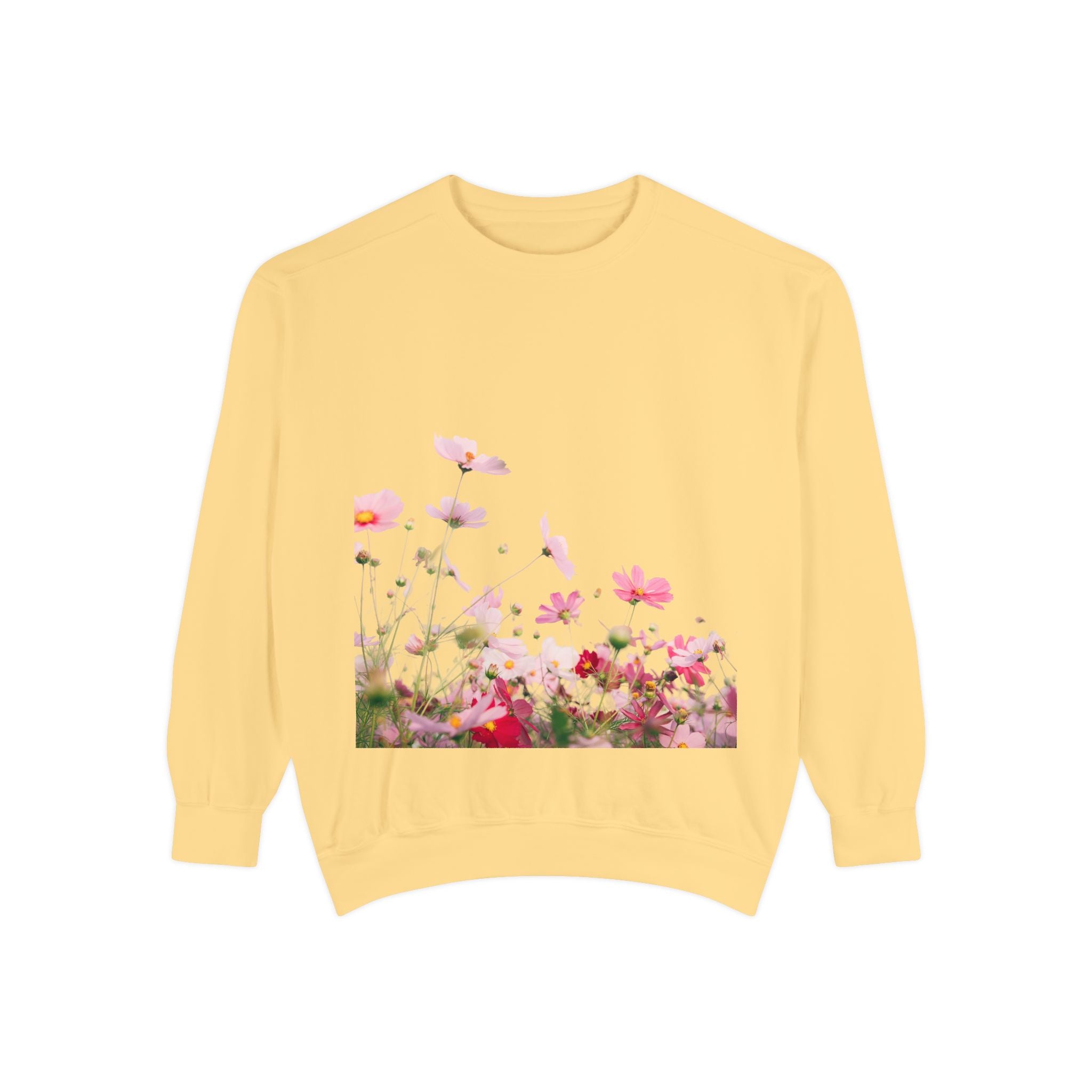 Floral Meadow Sweatshirt — Pink Cosmos Garden Crewneck