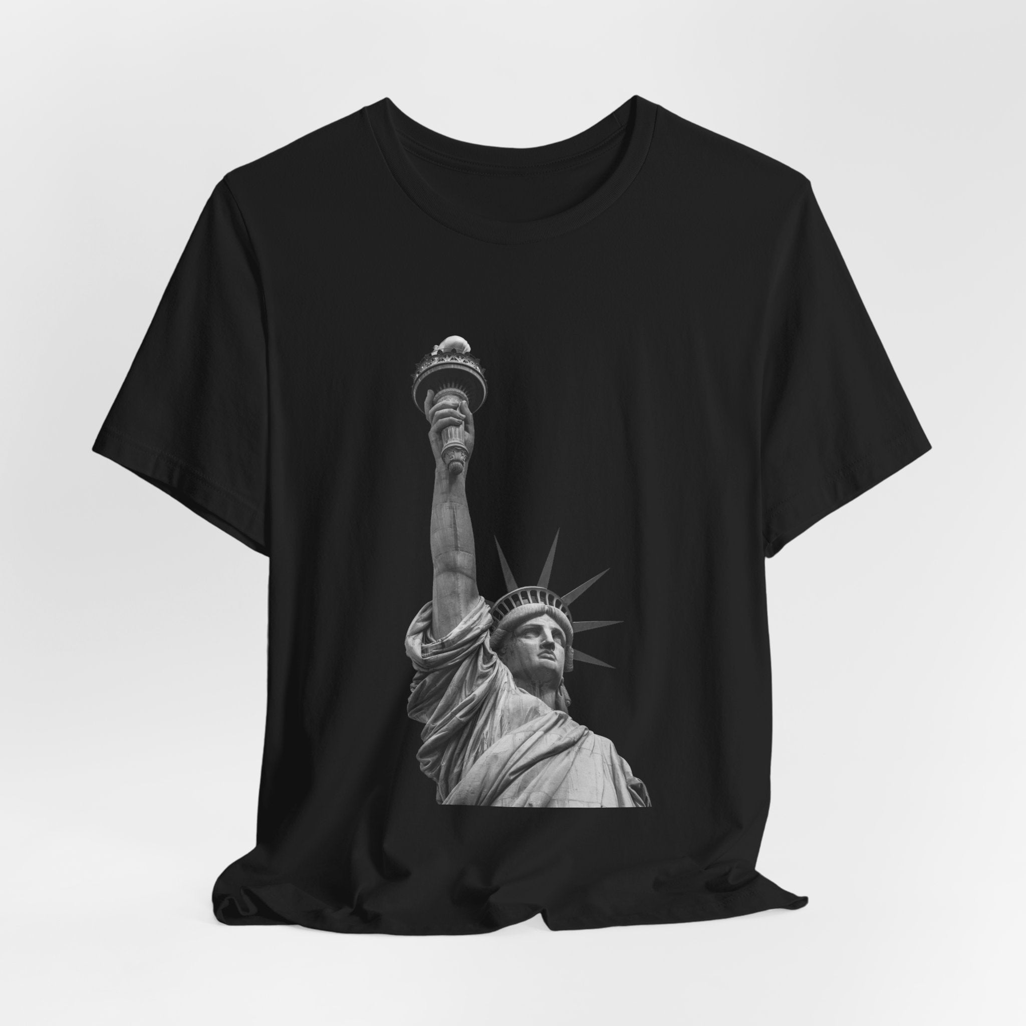 Statue of Liberty Graphic Tee — Black & White NYC Landmark T-Shirt