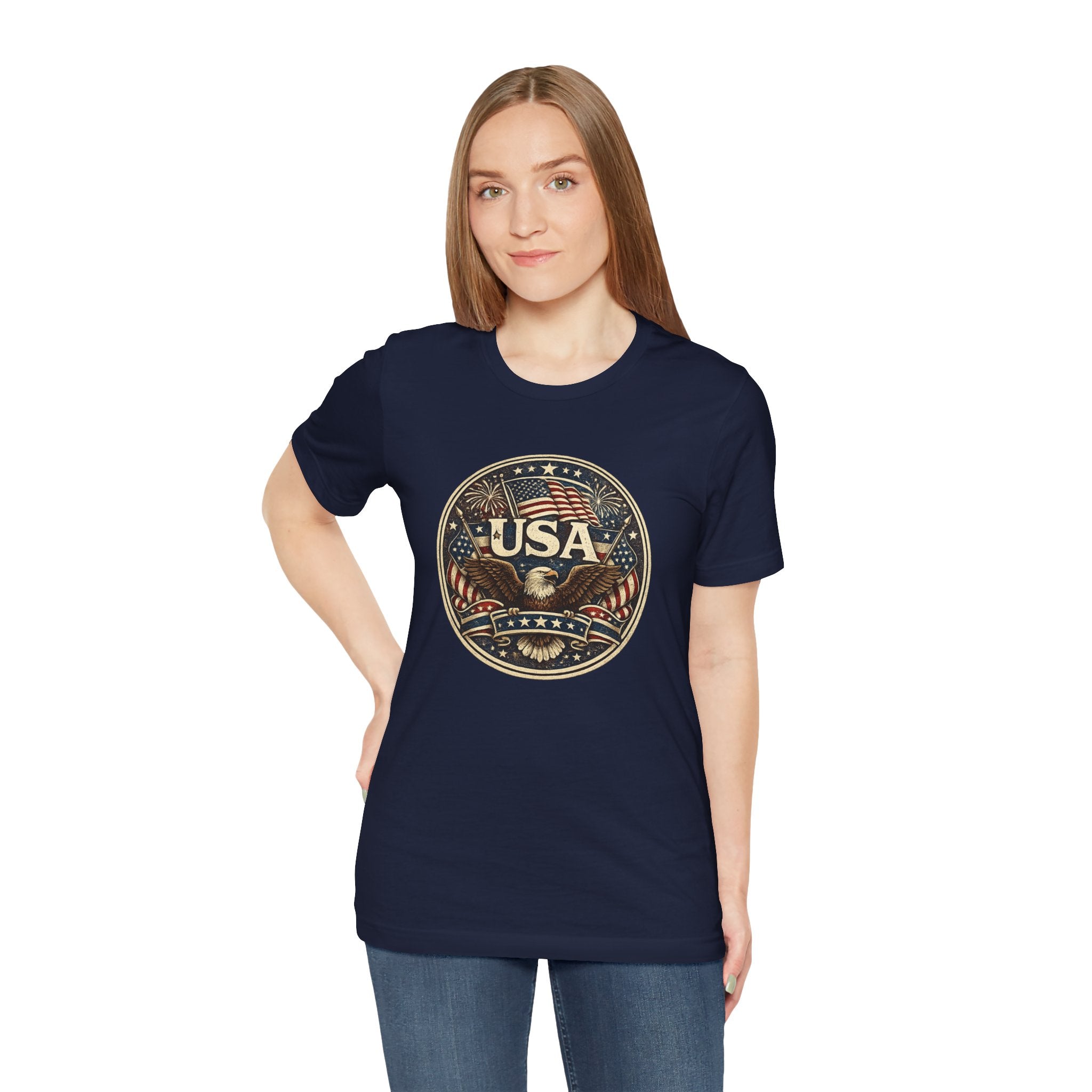 USA Eagle Vintage Patriotic T-Shirt — American Flag Graphic Tee