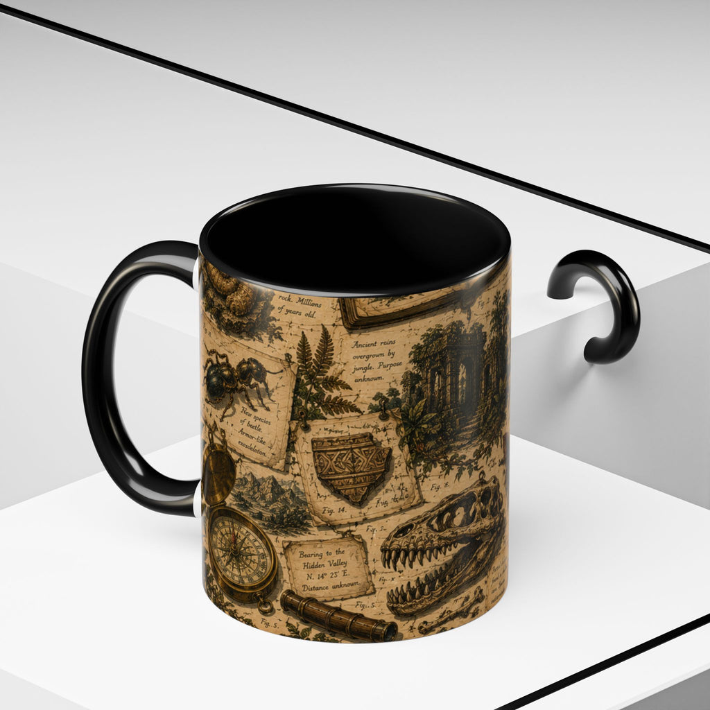 Vintage Natural History Coffee Mug — Botanical & Fossil Illustration Accent Mug