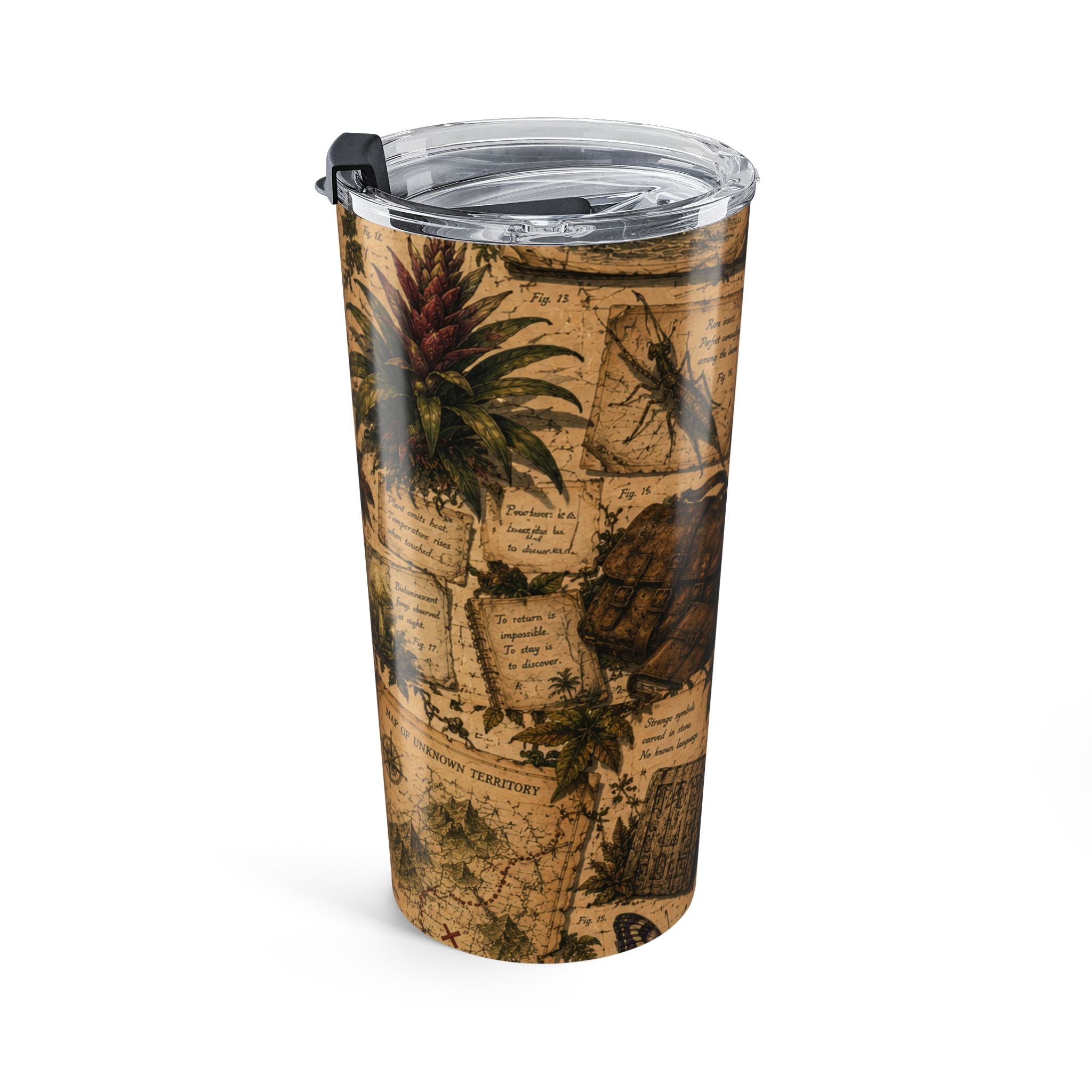 Vintage Botanical 20oz Tumbler – Antique Map & Plant Print Travel Cup