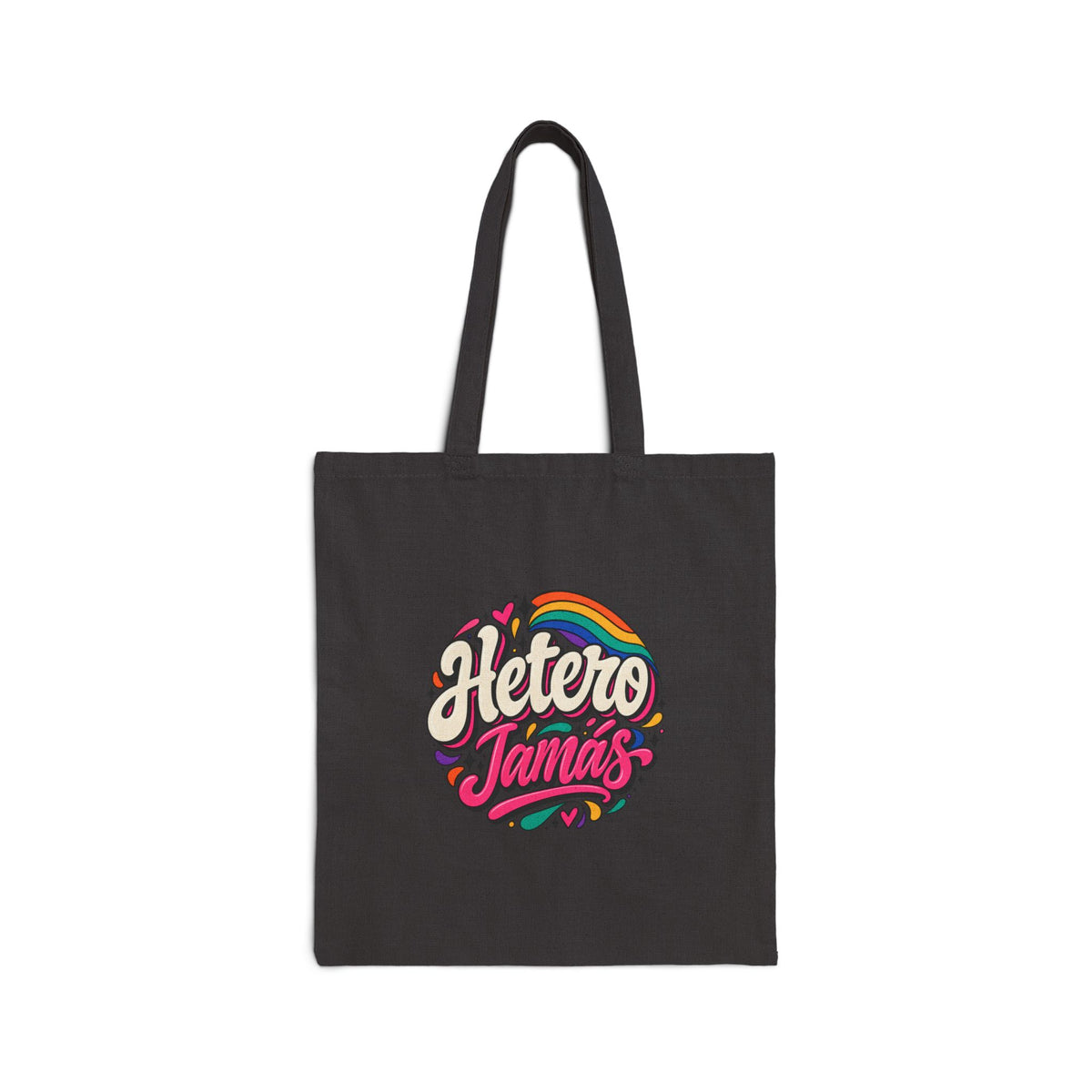 Tote Bag — "Hetero Tamas" Retro Rainbow Canvas Tote