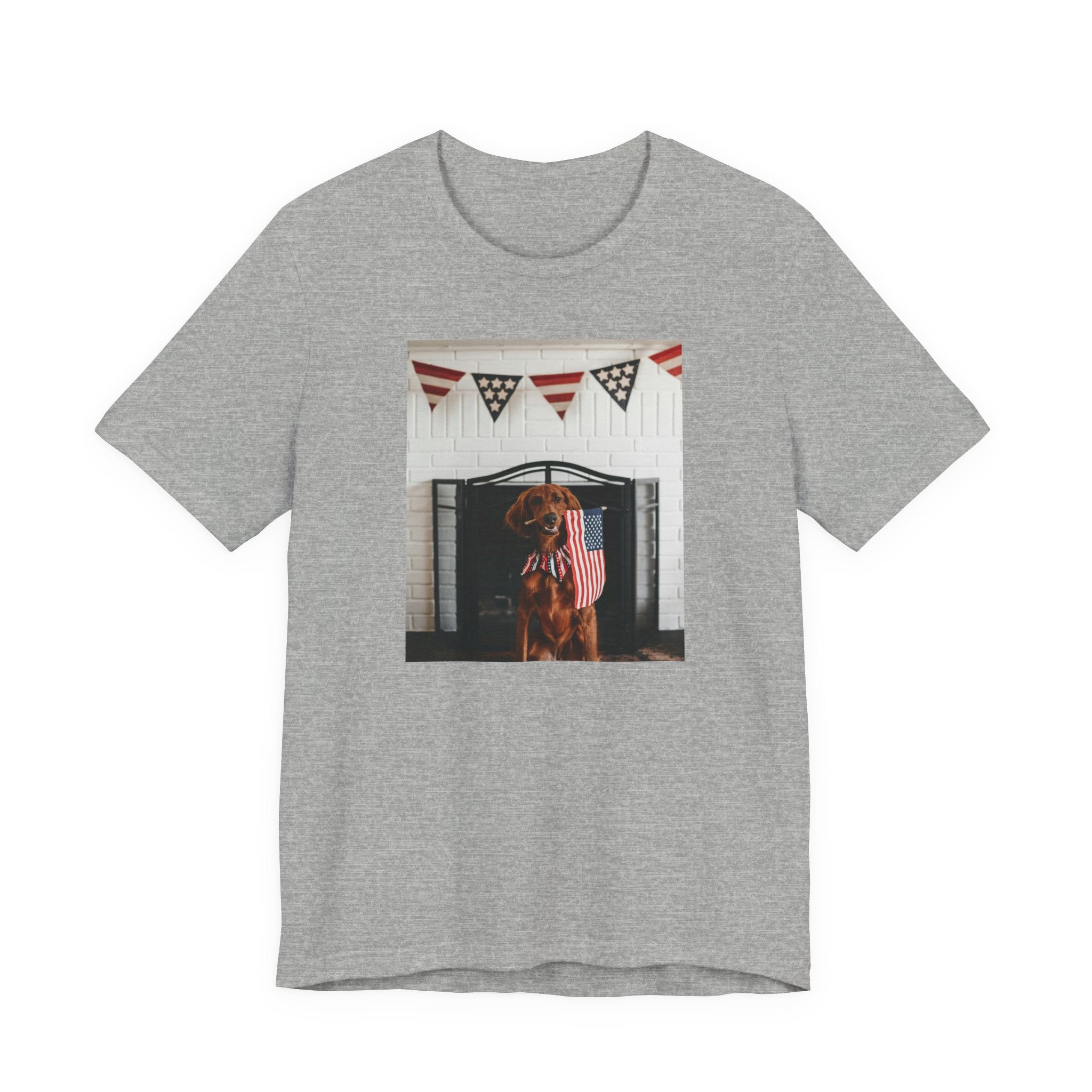 Patriotic Dog T-Shirt - Photo Print with American Flag Bunting