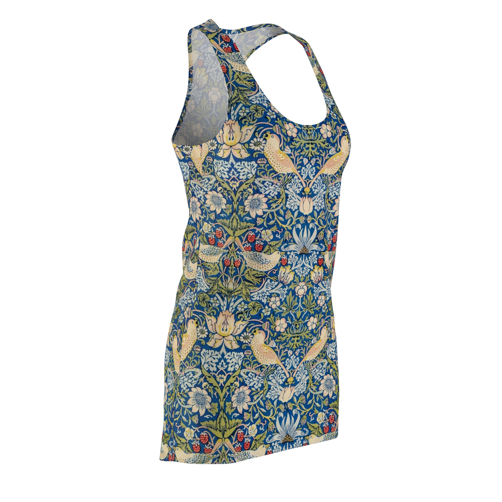 Floral Bird Pattern Racerback Dress — Vintage William Morris Style