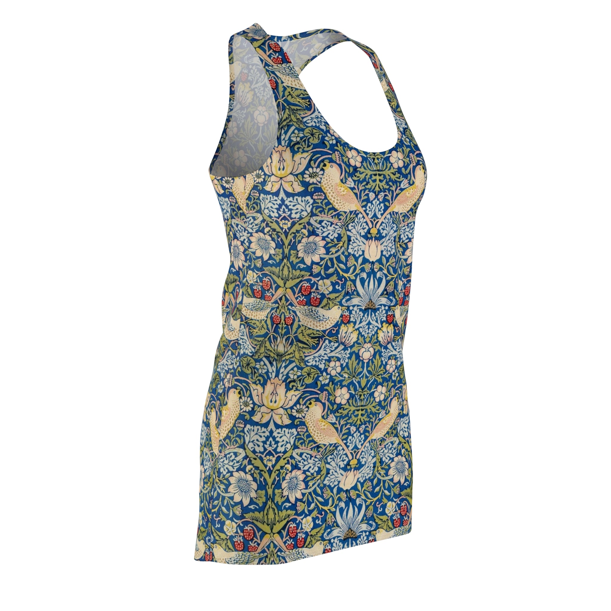 Floral Bird Pattern Racerback Dress — Vintage William Morris Style