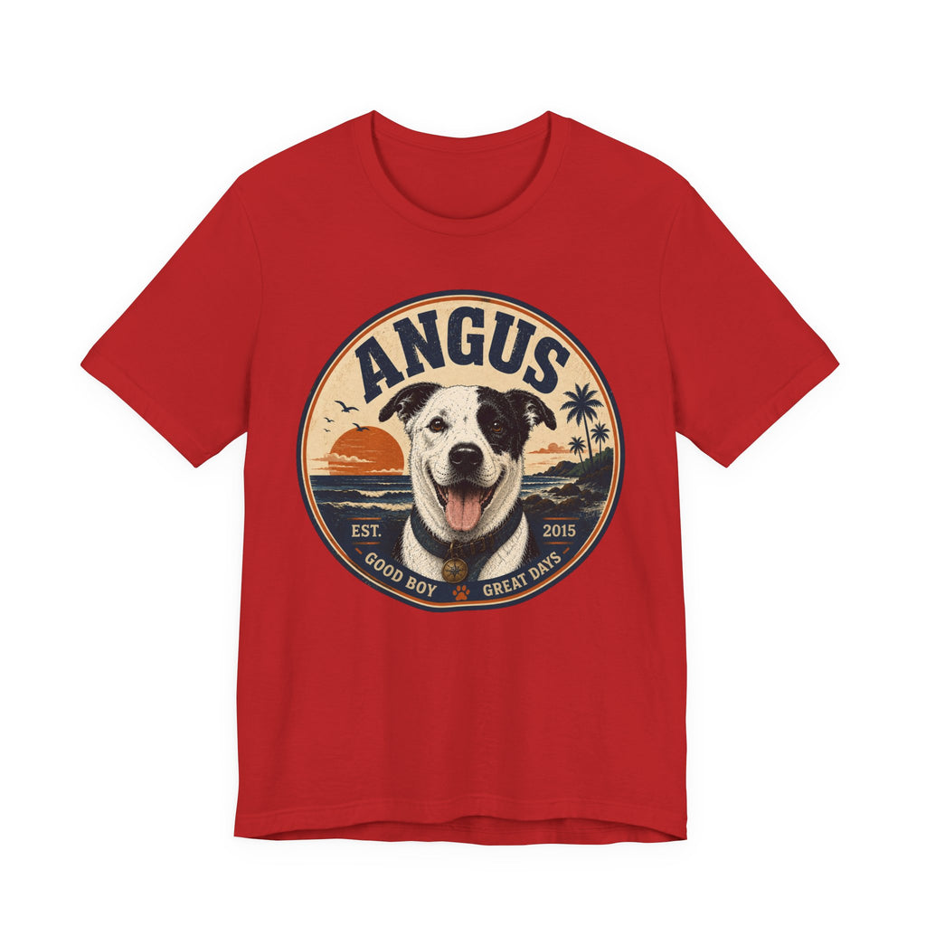 Angus Dog Tee — Retro Beach Portrait T-Shirt