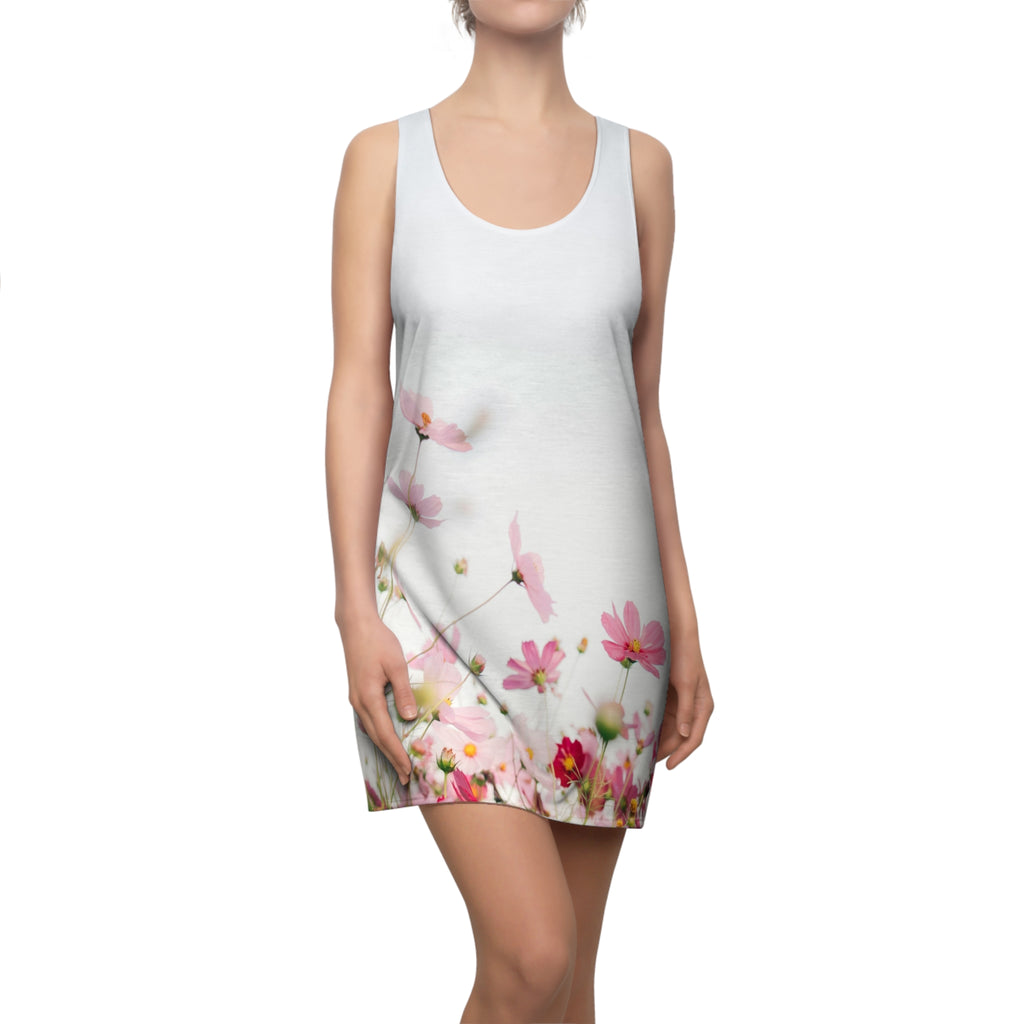 Floral Racerback Sundress — Pink Cosmos Meadow All-Over Print